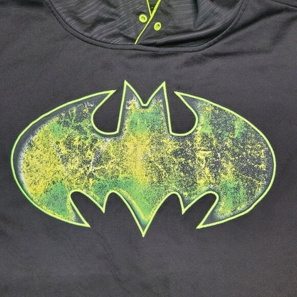 Batman Size Large Hoodie Pullover by TM & DC Comics Black Neon Green - Picture 4 of 10